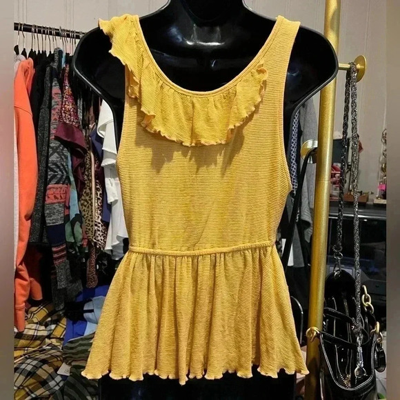 Golden Yellow Mustard Free People Tank Top - Picture 6 of 8
